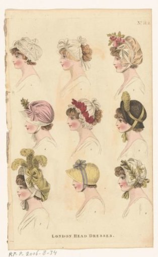 Magazine of Female Fashions of London and Paris, No. 31.2, London Head Dresses