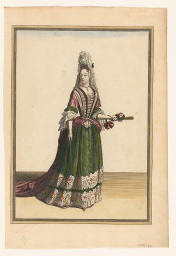 Lady with a fontange hairstyle, fan in the left hand