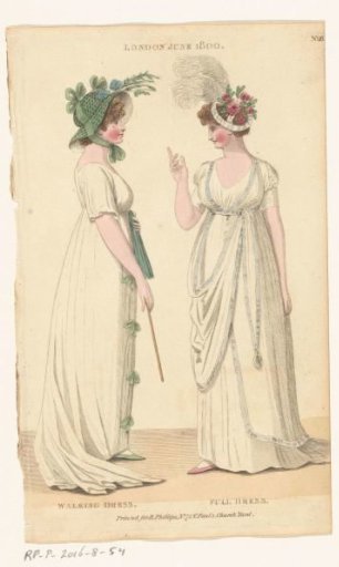 Magazine of Female Fashions of London and Paris, No. 28: London, June 1800: Walking Dress; Full Dress