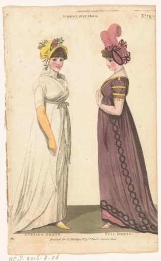 Magazine of Female Fashions of London and Paris, No. 29.1: London, July 1800: Evening Dress; Full Dress