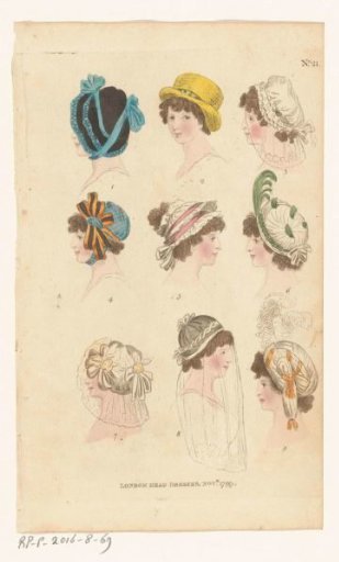 Magazine of Female Fashions of London and Paris, No. 21: London Head Dresses, Nov. 1799