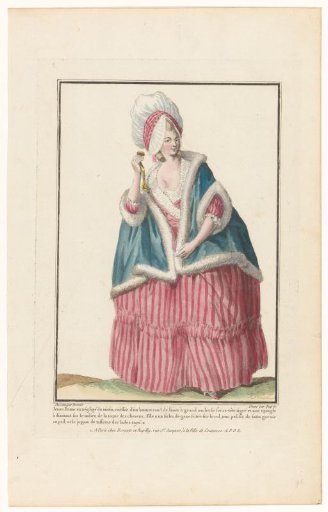 Gallery of French Fashions and Costumes, 1779, R. 98: Young lady in morning negligée (...)