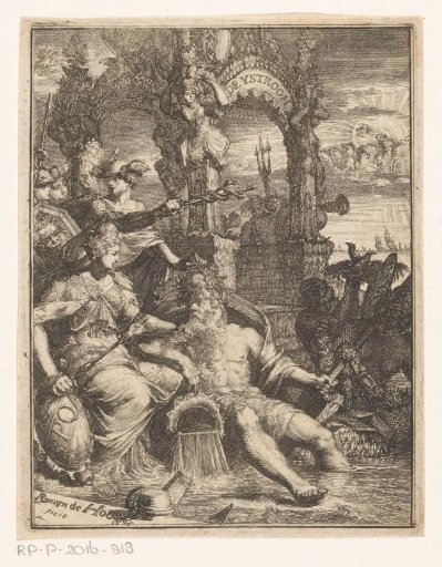 Allegorical representation with the city maiden of Amsterdam and the IJ