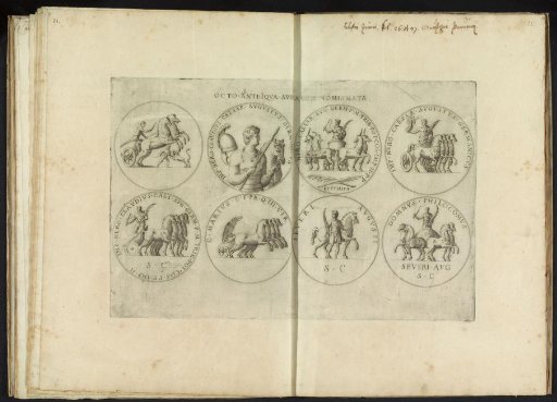 Eight medals with charioteers