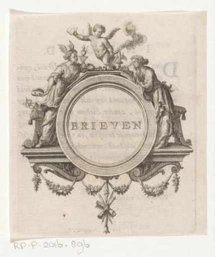 Allegorical figure and writing woman