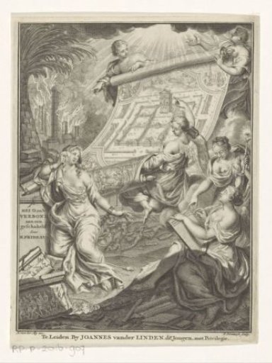 Allegory with Truth, History, and angels with an image of the Temple of Jerusalem