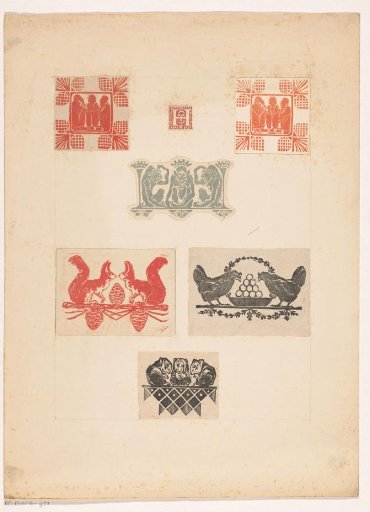 Vignettes with animals and an initial of the letter H