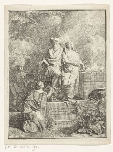 Allegorical title page with Patriarch Abraham and Truth
