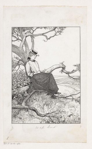 Seated girl on a tree branch