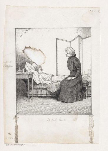 Woman seated on a boy's bed