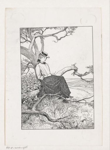 Seated girl on a tree branch
