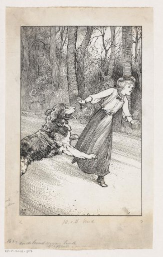 Girl startled by a dog
