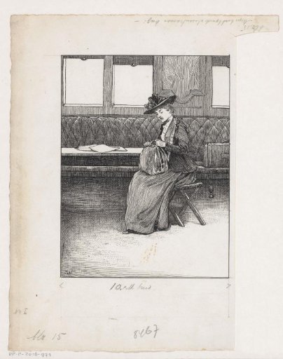 Woman with a bag on a stool
