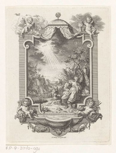 Cartouche with an allegory of creation