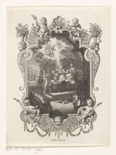 Cartouche with the Adoration of the Shepherds