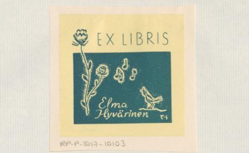 Ex libris of Elma Hyvärinen