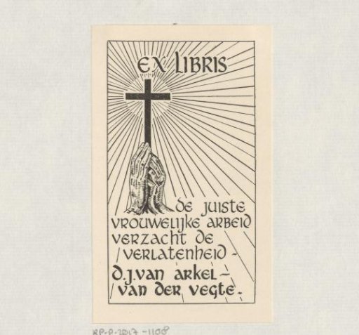 Ex libris of D.J. van Arkel-van der Vegte