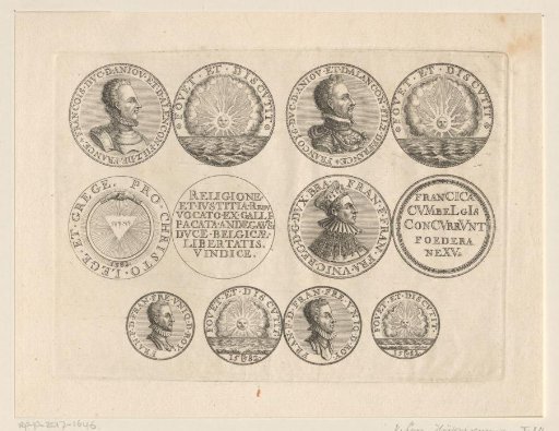 Medals with portraits of, among others, François-Hercule de Valois, Duke of Anjou