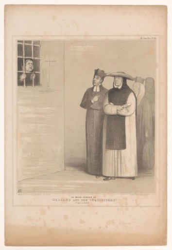 Caricature of Daniel O'Connell as Galileo