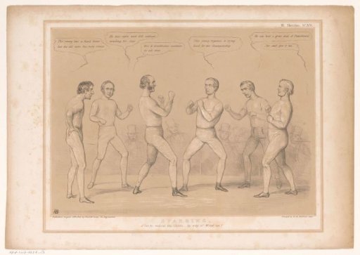 Cartoon featuring Lord Bentinck and Lord Lyndhurst in a boxing match