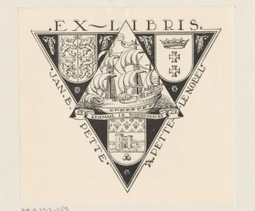 Ex libris of Jan B. Pette and A. Pette-Le Nobel