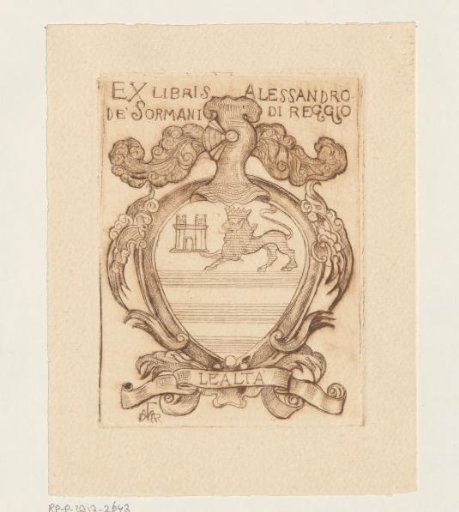 Ex libris of Alessandro Sormani di Reggio