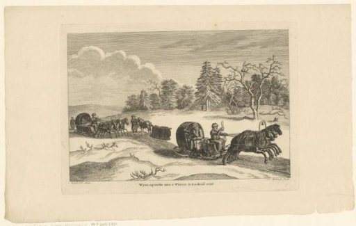 Winter landscape with sleighs