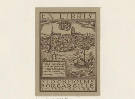 Ex libris of Stockholms Borgargille
