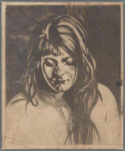 Head of a woman with loose hair