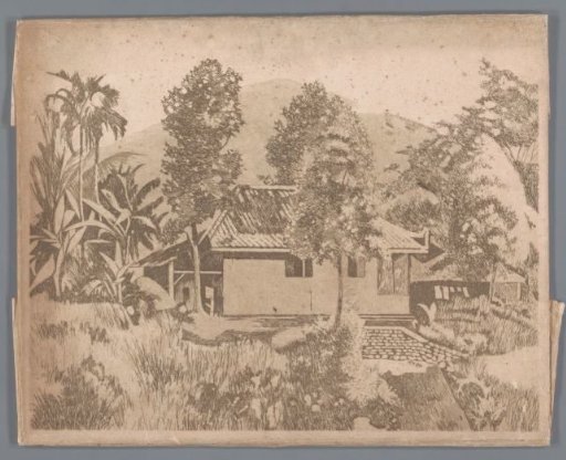 House with the volcano Salak(?) in the background, Buitenzorg