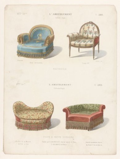 Two armchairs and two poufs