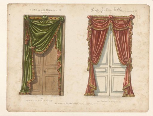 Two doors with curtains