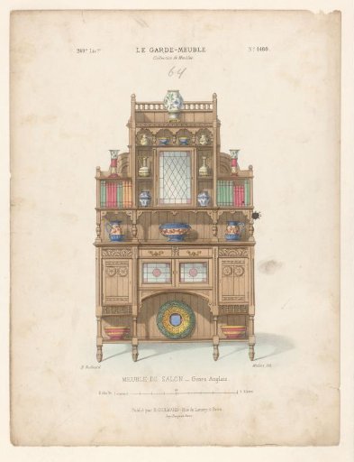 Cabinet with tableware and books