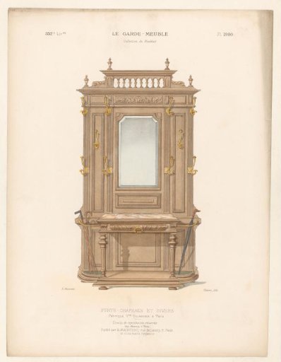 Furniture with mirror and coat hooks