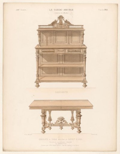Cabinet and table
