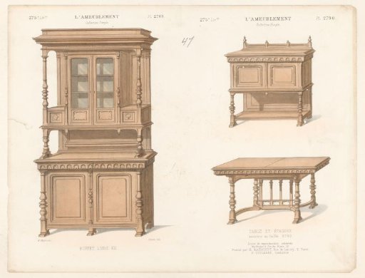 Buffet cabinet, cabinet and table