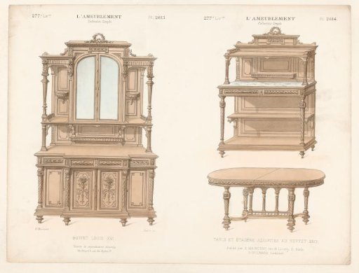 Buffet cabinet, cabinet and table