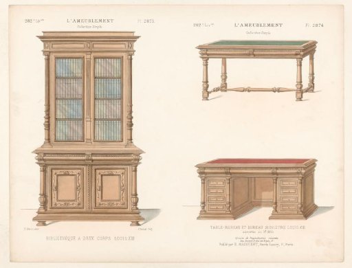 Bookcase and two desks