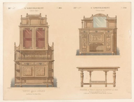 Buffet cabinet, cabinet and table