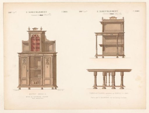 Buffet cabinet, cabinet and table