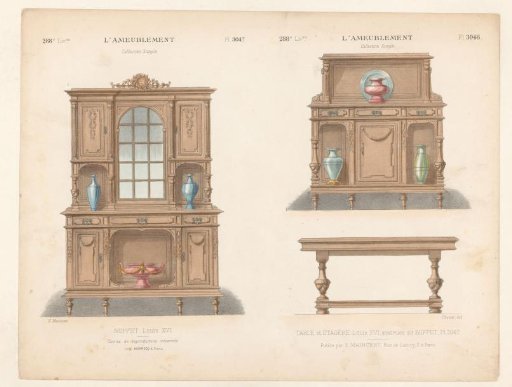Buffet cabinet, cabinet and table