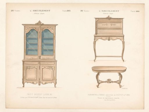 Buffet cabinet, cabinet and table
