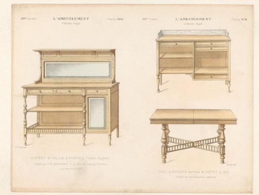 Buffet cabinet, cabinet and table