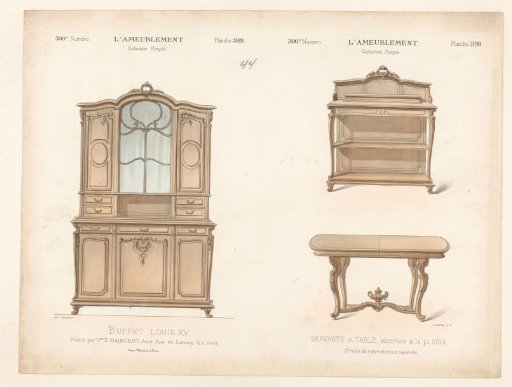 Buffet cabinet, cabinet and table