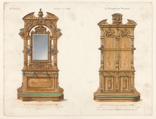 Two cabinets with coat racks