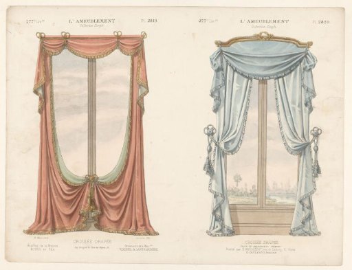 Two windows with curtains