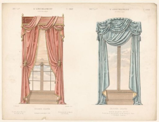 Two windows with curtains
