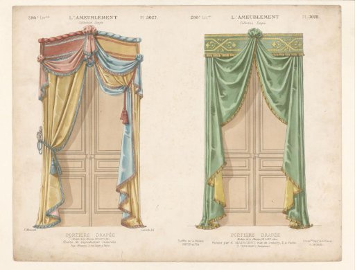 Two doors with curtains