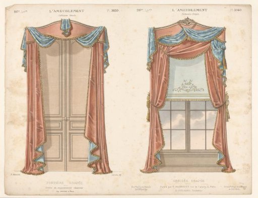Door and window with curtains