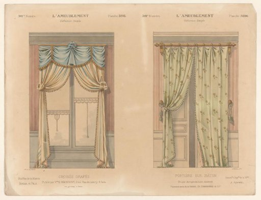 Window and Door with Curtains